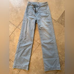 Faherty High Waist Blue Wide Leg Sweatpant Jeans